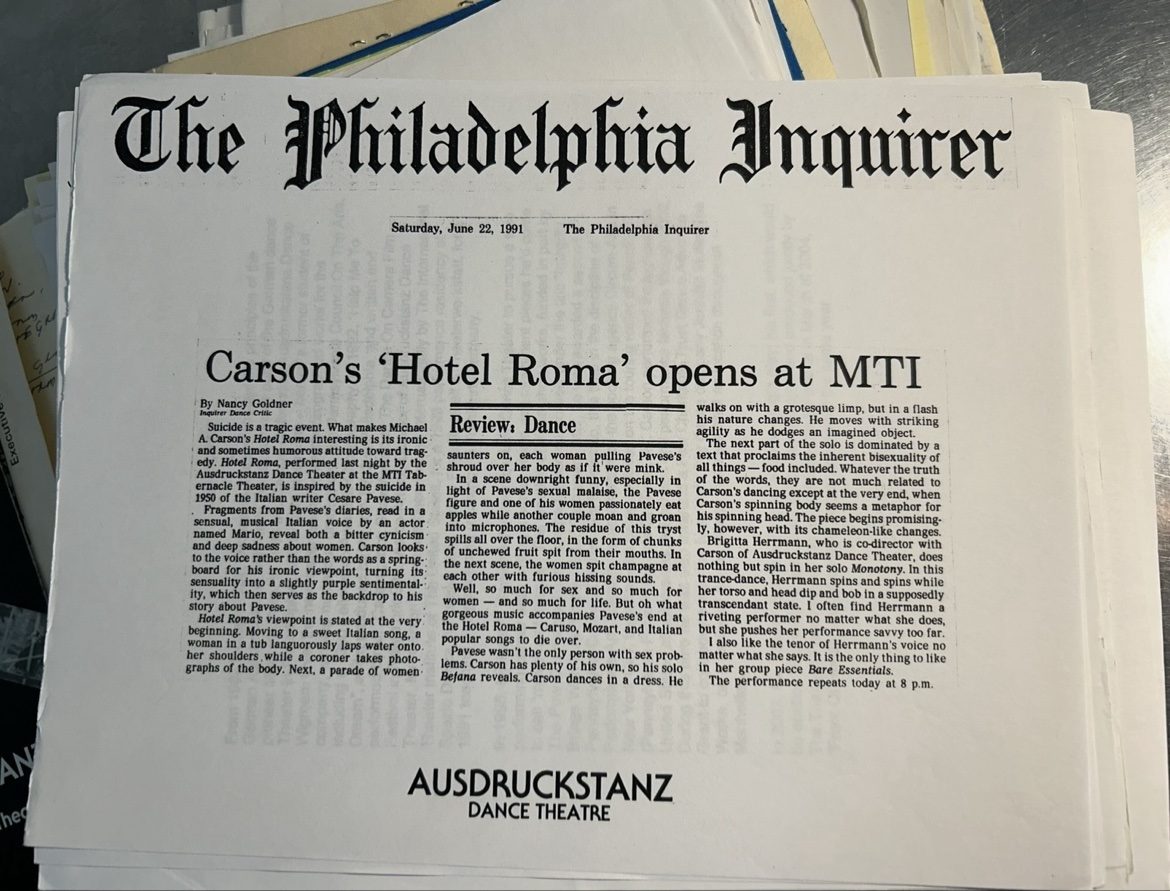 Philadelphia Inquirer review of Hotel Roma from June 22, 1991